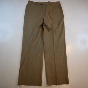 Comero 34x32 Tan Brown 100% Wool Italy Full Cut Flat Front Dress Mens Pants